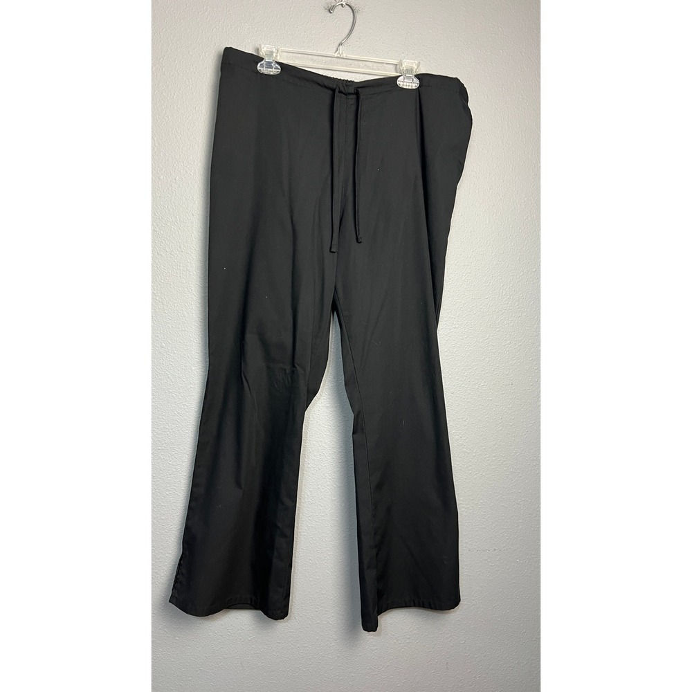 Lot of 2 Cherokee Lg Workwear Black Scrub Pants # 4101 Elastic Drawstring Waist